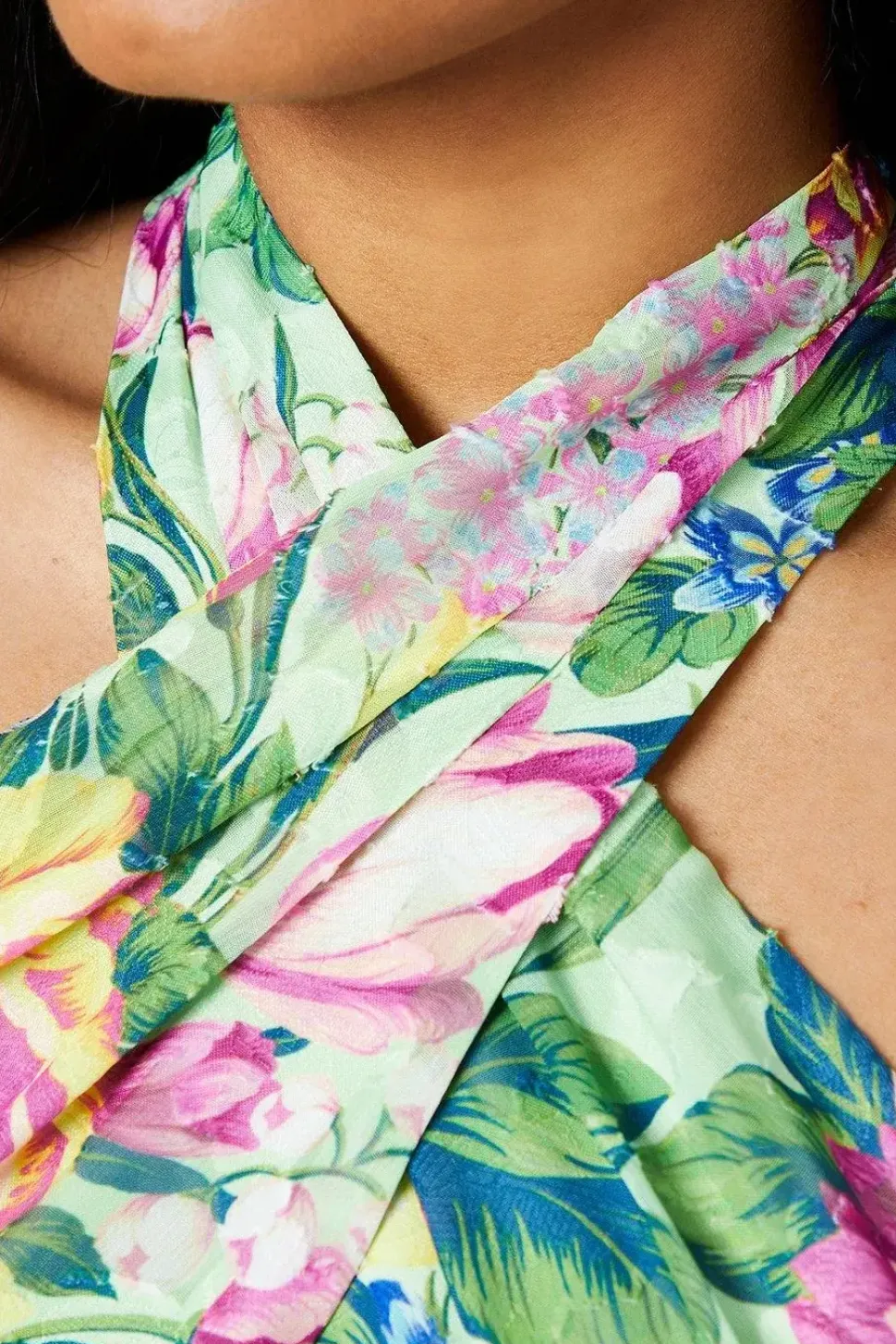 Petite Occasion Floral Halterneck Jacquard Midi Dress