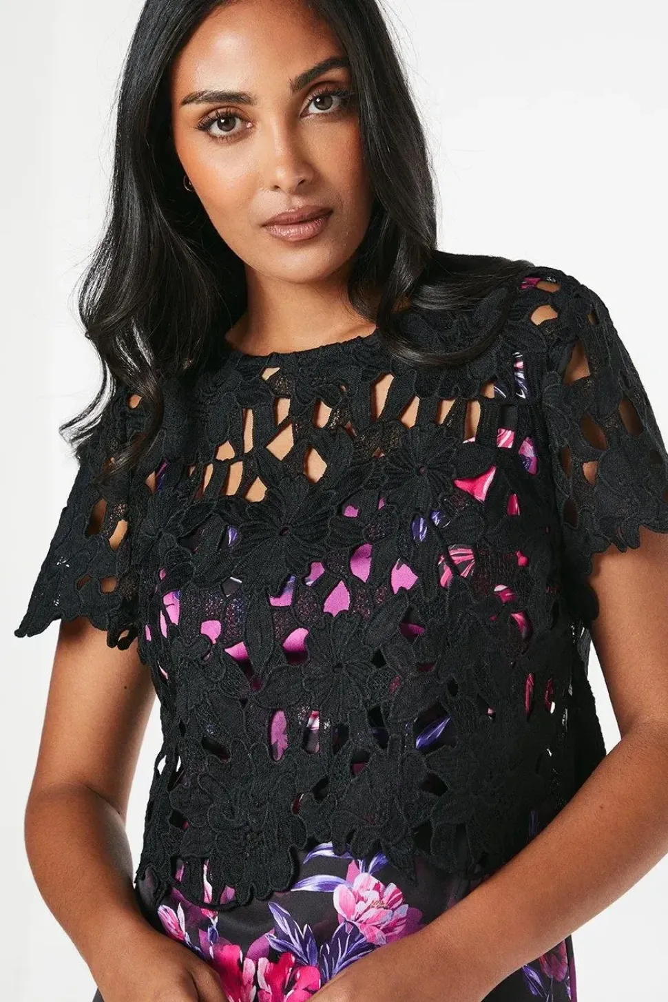 Petite Occasion Floral 2 In 1 Overlay Shift Dress