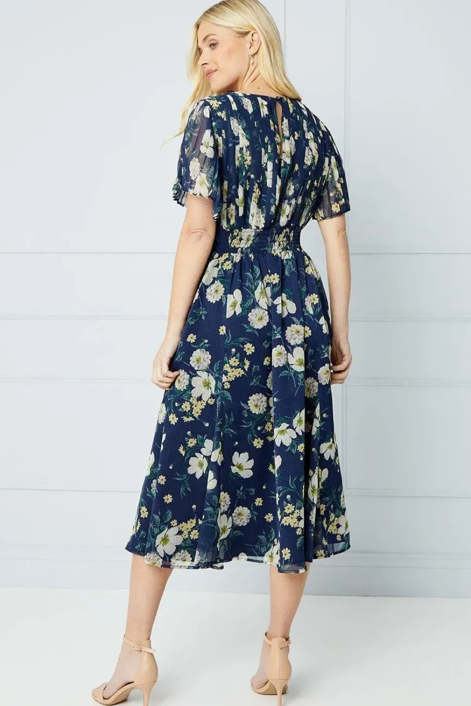 Petite Occasion Floral Pleat Midi Dress
