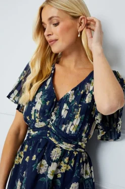 Petite Occasion Floral Pleat Midi Dress