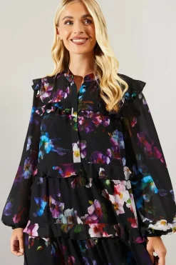 Petite Occasion Floral Ruffle Tiered Midaxi Dress