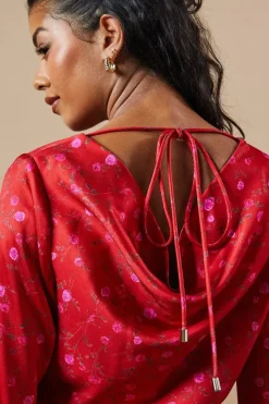 Petite Occasion Floral Satin Cowl Bias Midaxi Dress
