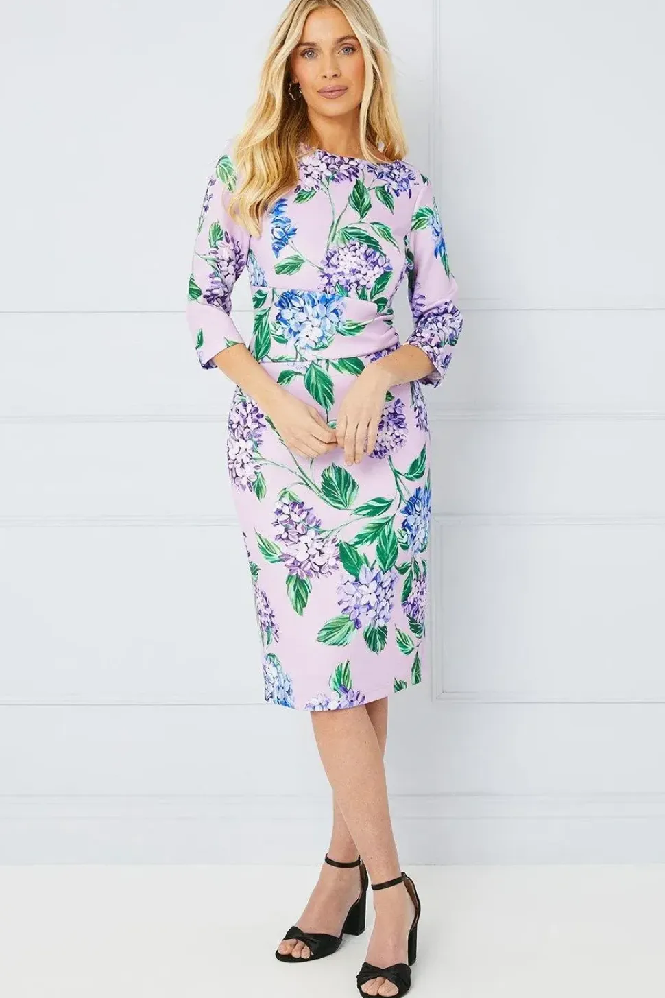 Petite Occasion Floral Scuba Midi Dress
