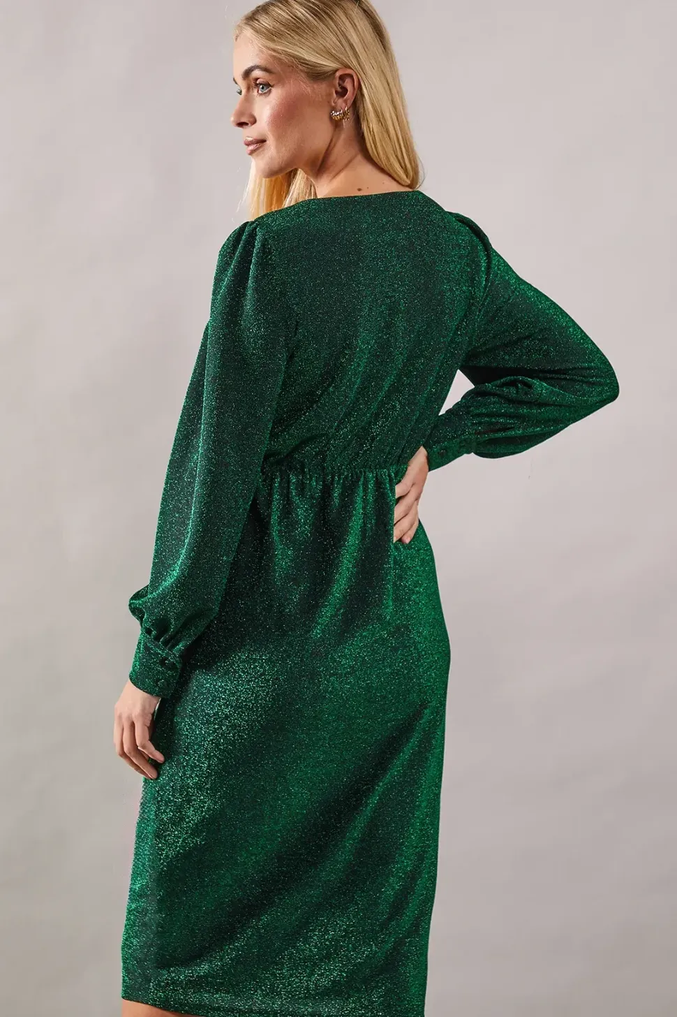Petite Occasion Glitter Jersey Ruffle Midi Dress