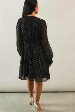 Petite Occasion Glitter Spot Pintuck Shift Dress
