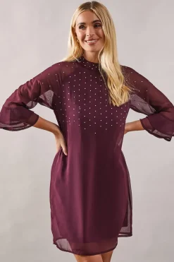 Petite Occasion Hotfix High Neck Shift Dress