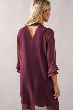 Petite Occasion Hotfix High Neck Shift Dress