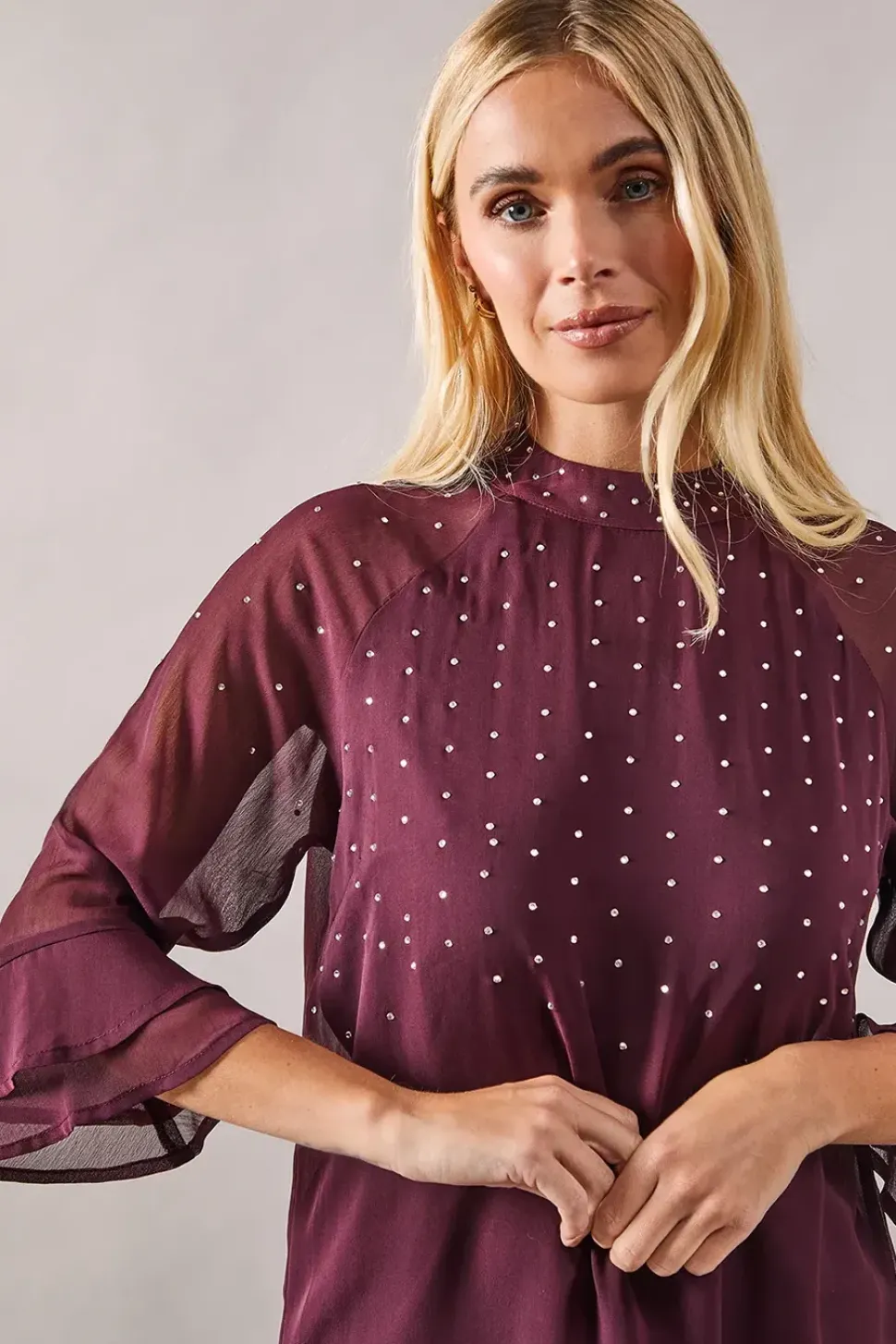 Petite Occasion Hotfix High Neck Shift Dress