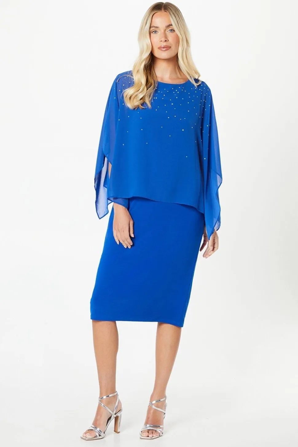 Petite Occasion Hotfix Overlay Formal Midi Dress