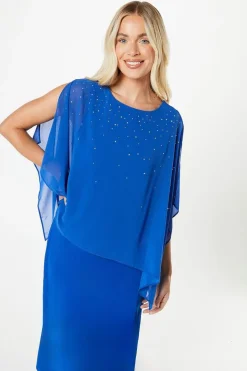 Petite Occasion Hotfix Overlay Formal Midi Dress