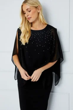 Petite Occasion Hotfix Overlay Formal Midi Dress