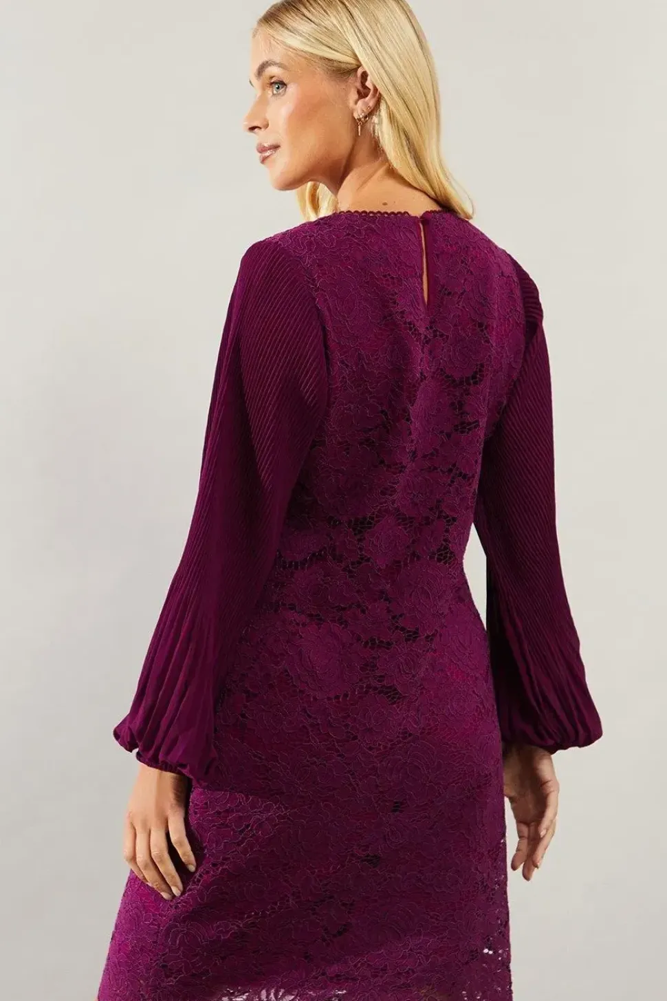 Petite Occasion Lace Pleat Sleeve Shift Dress