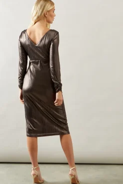 Petite Occasion Metallic Jersey Pencil Dress