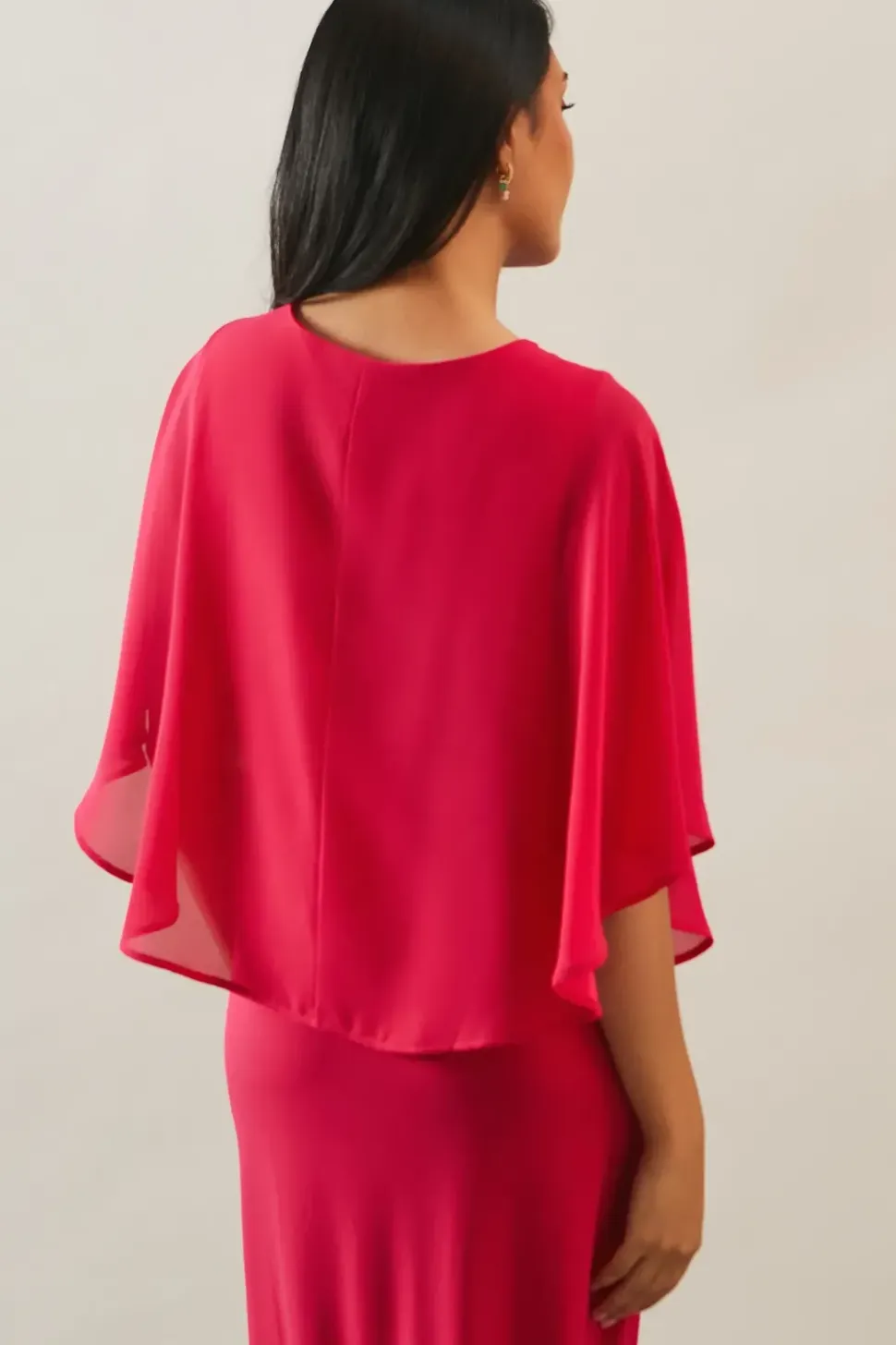 Petite Occasion Pearl Overlay Formal Maxi Dress