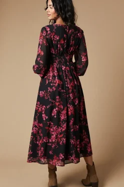 Petite Occasion Printed Button Midi Dress