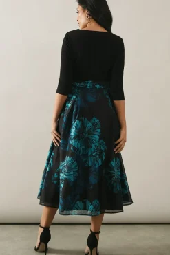 Petite Occasion Printed Organza Wrap Midi Dress