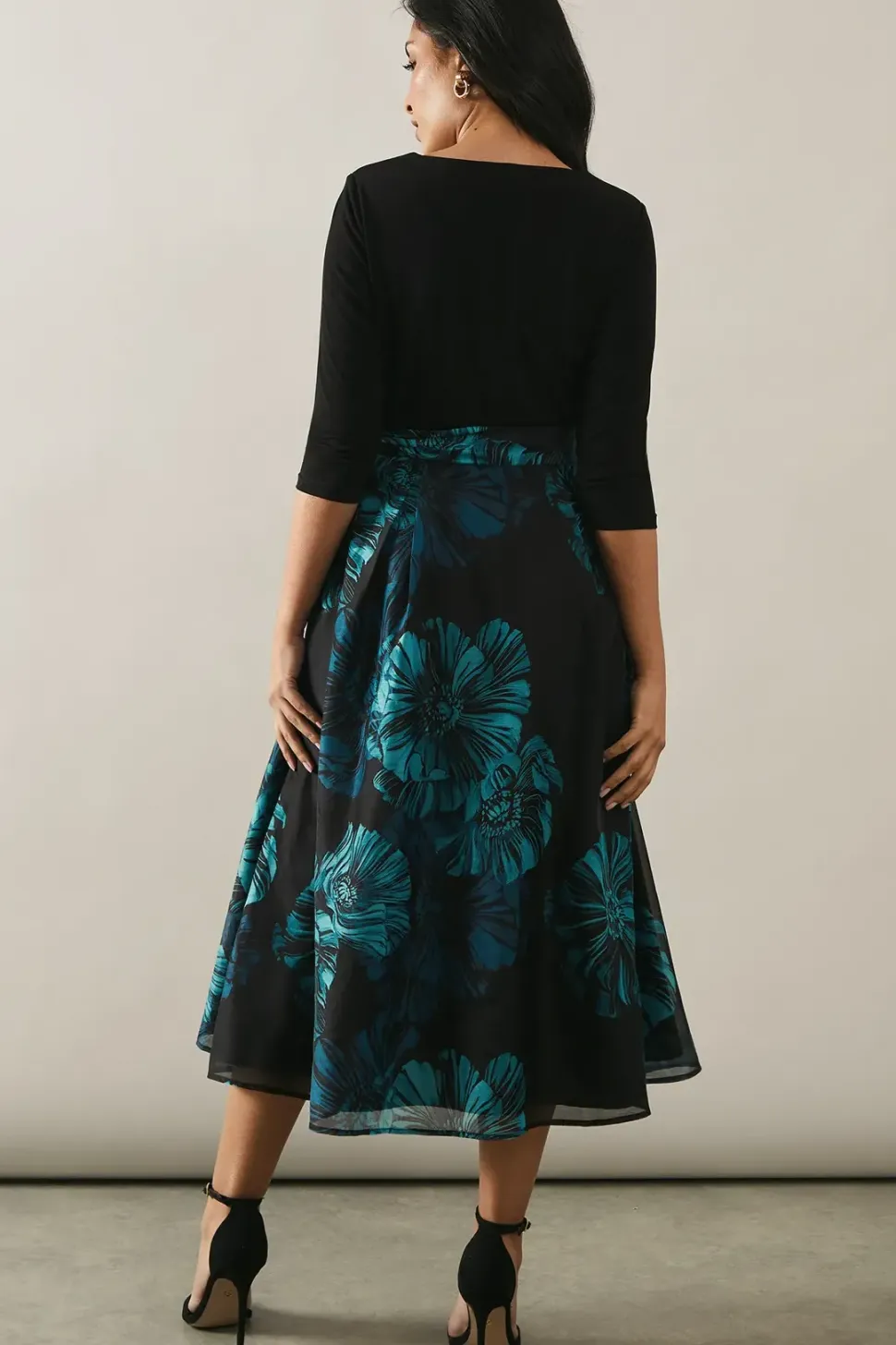 Petite Occasion Printed Organza Wrap Midi Dress