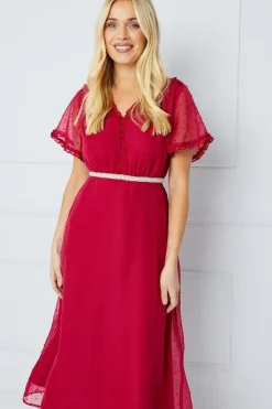 Petite Occasion Ruffle Embellished Waist Midi Dress