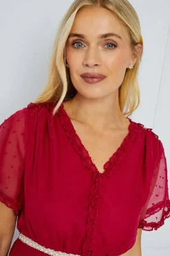Petite Occasion Ruffle Embellished Waist Midi Dress