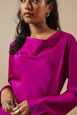 Petite Occasion Satin Cowl Mini Dress