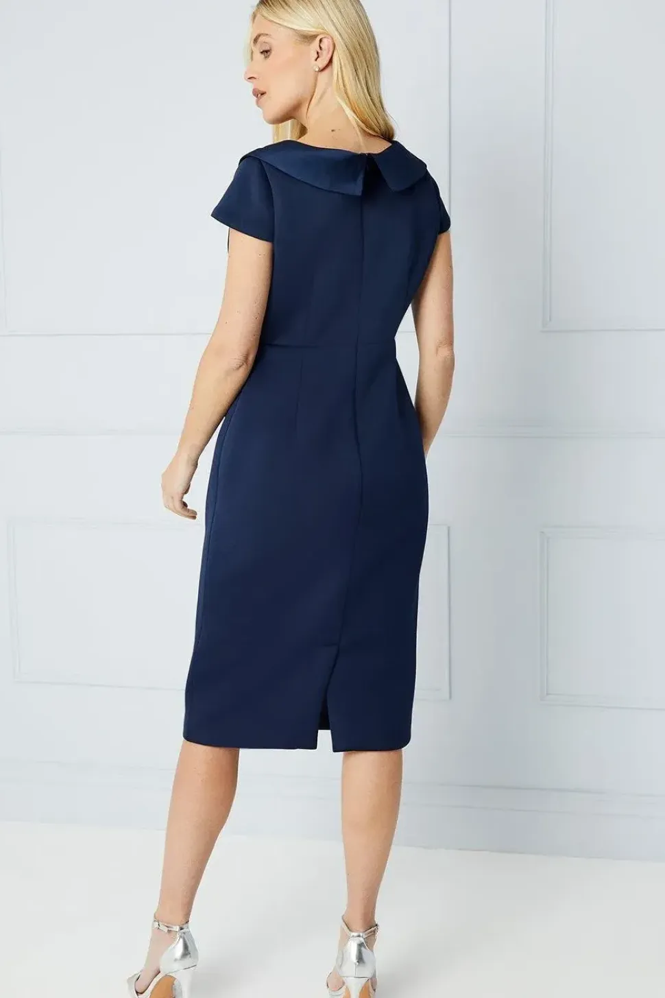 Petite Occasion Scuba Satin Collar Midi Dress