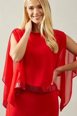 Petite Occasion Sequin Overlay Formal Midi Dress
