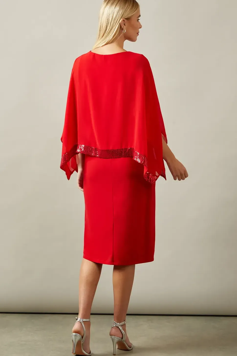 Petite Occasion Sequin Overlay Formal Midi Dress