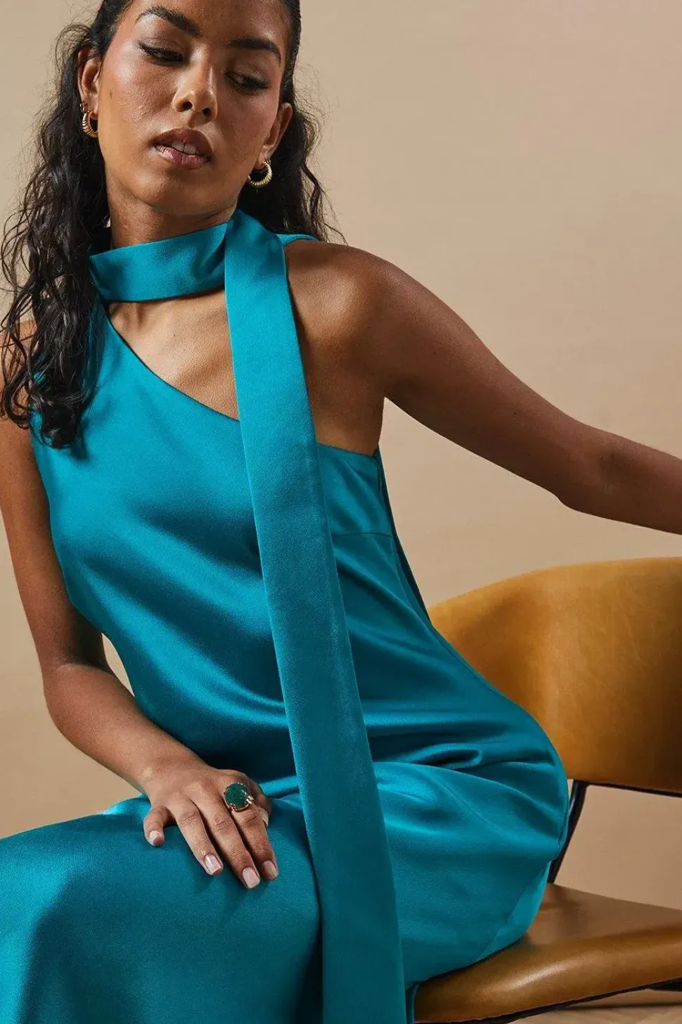 Petite Occasion Tie Bias Maxi Dress