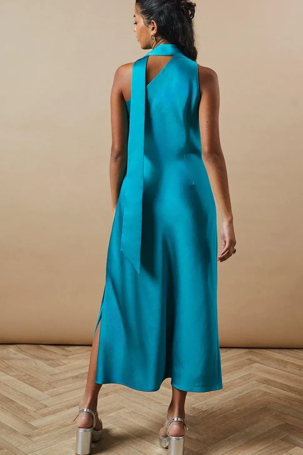 Petite Occasion Tie Bias Maxi Dress