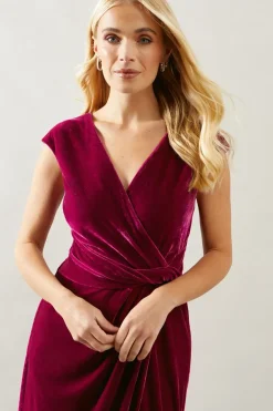 Petite Occasion Velvet Twist Pencil Dress