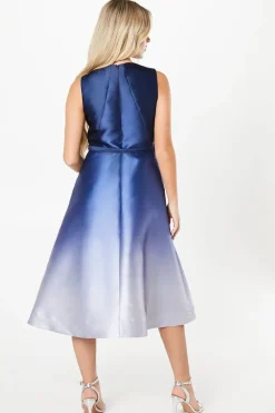 Petite Overlay Bodice Satin Twill Midi Dress