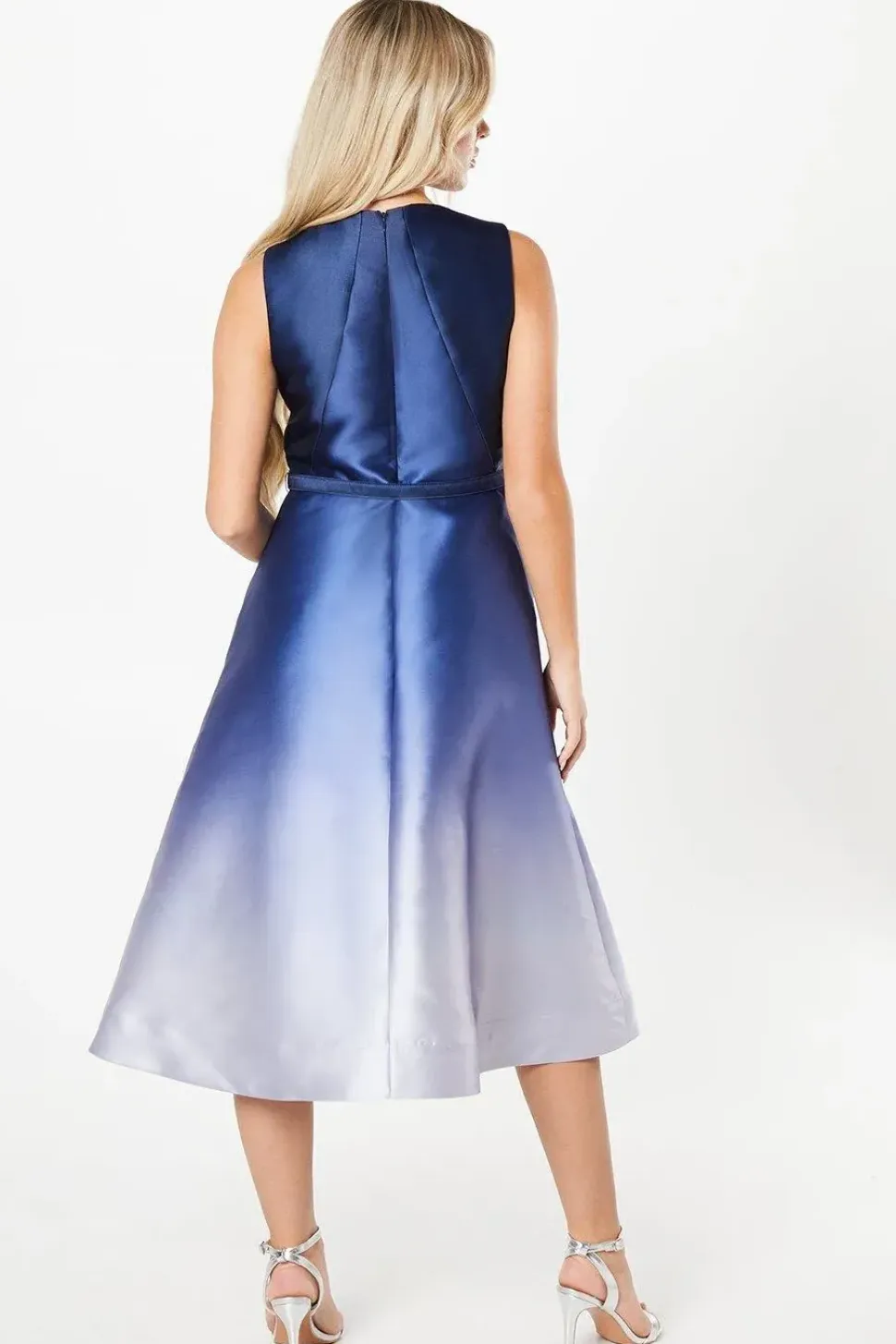 Petite Overlay Bodice Satin Twill Midi Dress