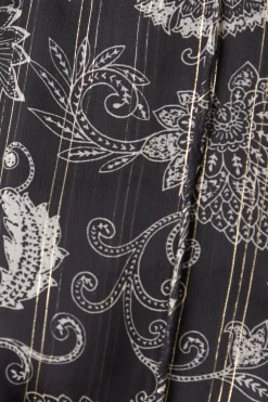 Petite Paisley Metallic Chiffon Tie Neck Blouse