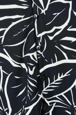 Petite Palm Print Button Through Blouse