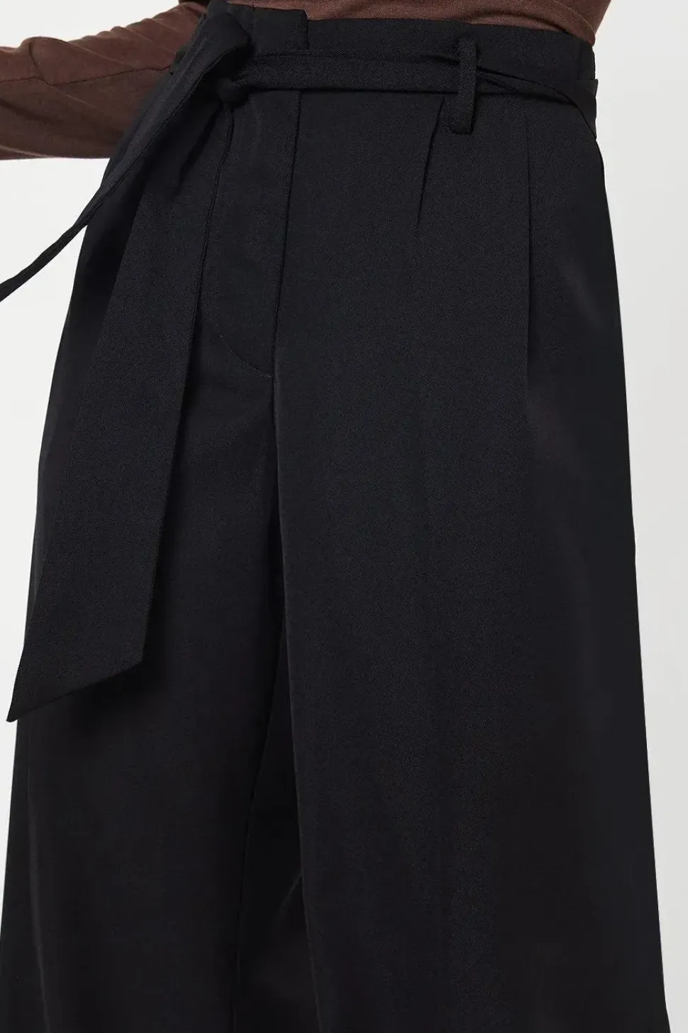 Petite Paperbag Belted Wide Leg Trouser