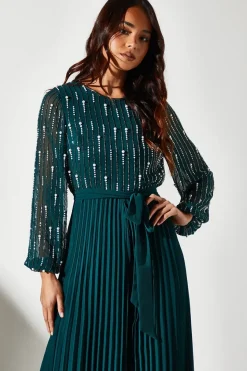Petite Party Long Sleeve Pearl Jumpsuit