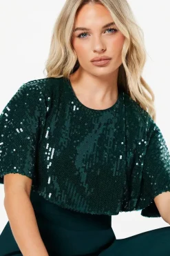 Petite Party Sequin Cape Jumpsuit
