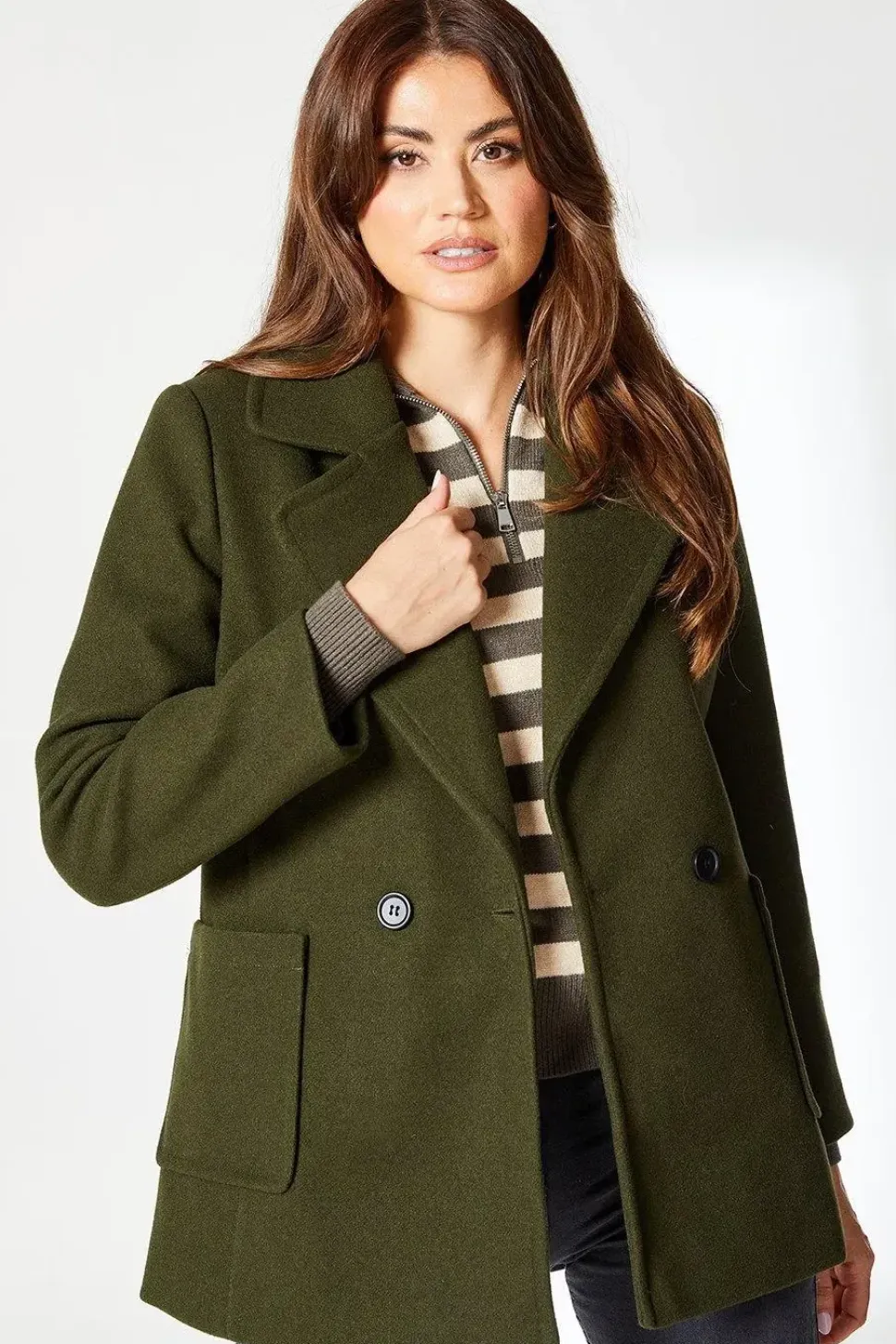 Petite Patch Pocket Double Breasted Coat