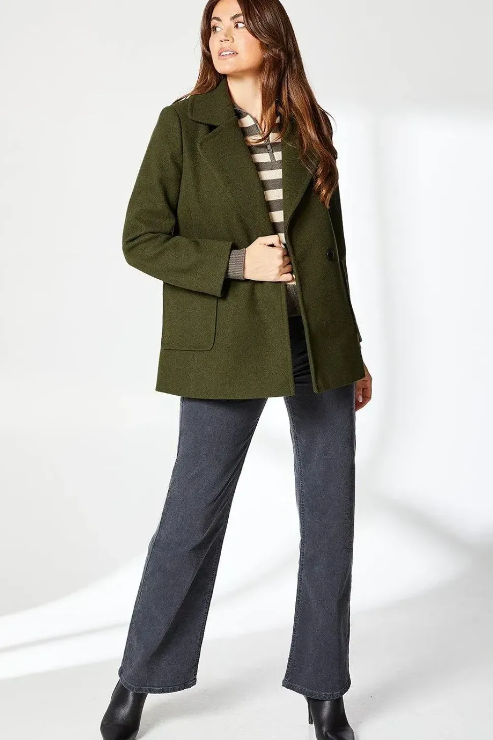 Petite Patch Pocket Double Breasted Coat
