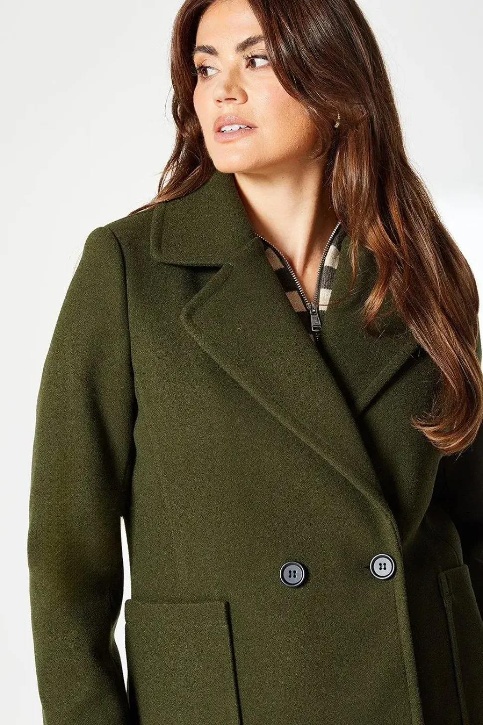 Petite Patch Pocket Double Breasted Coat