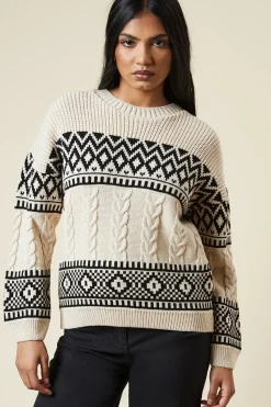 Petite Patchwork Fairisle Crew Neck Jumper