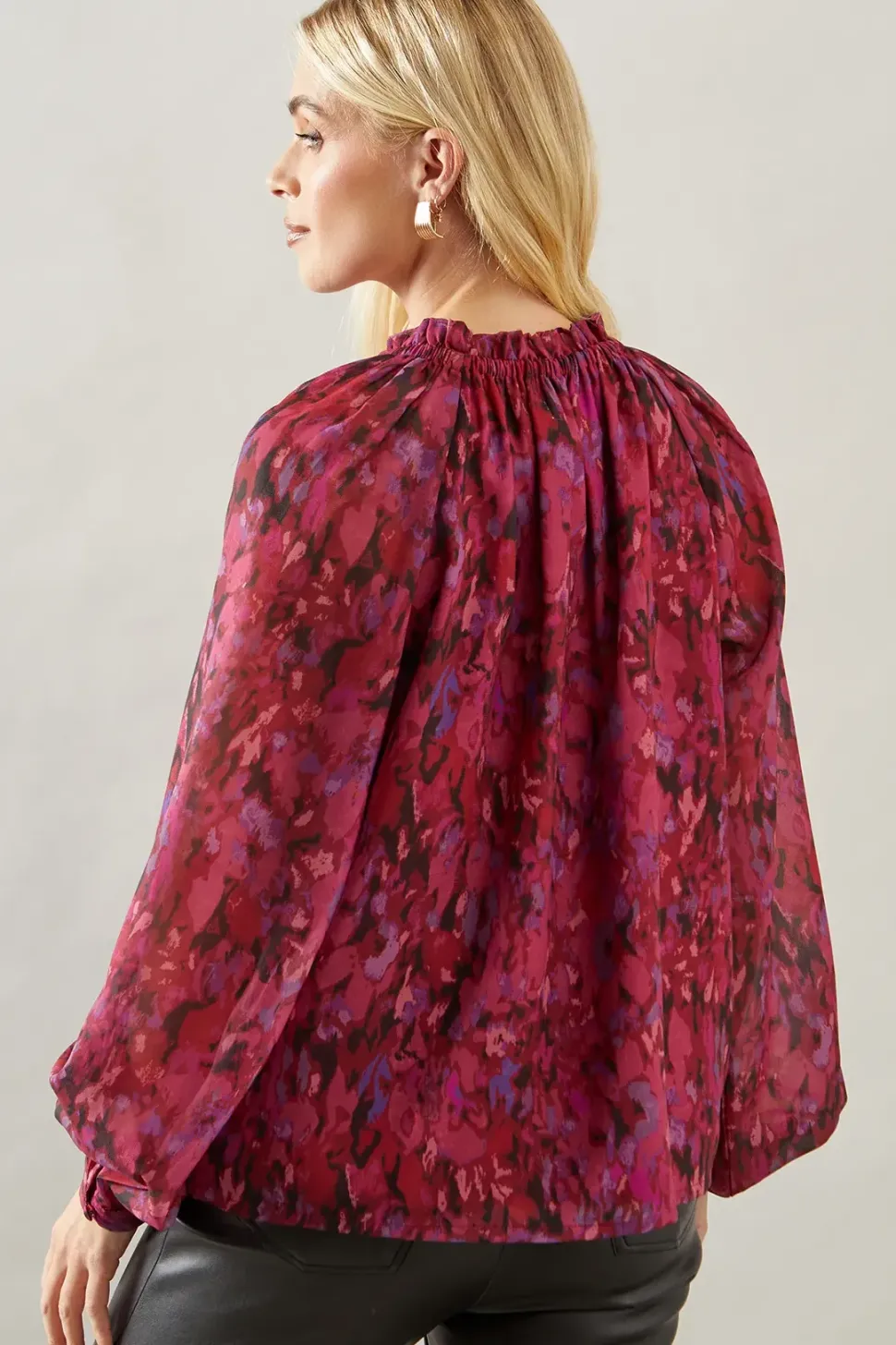 Petite Pink Abstract Neck Detail Blouse
