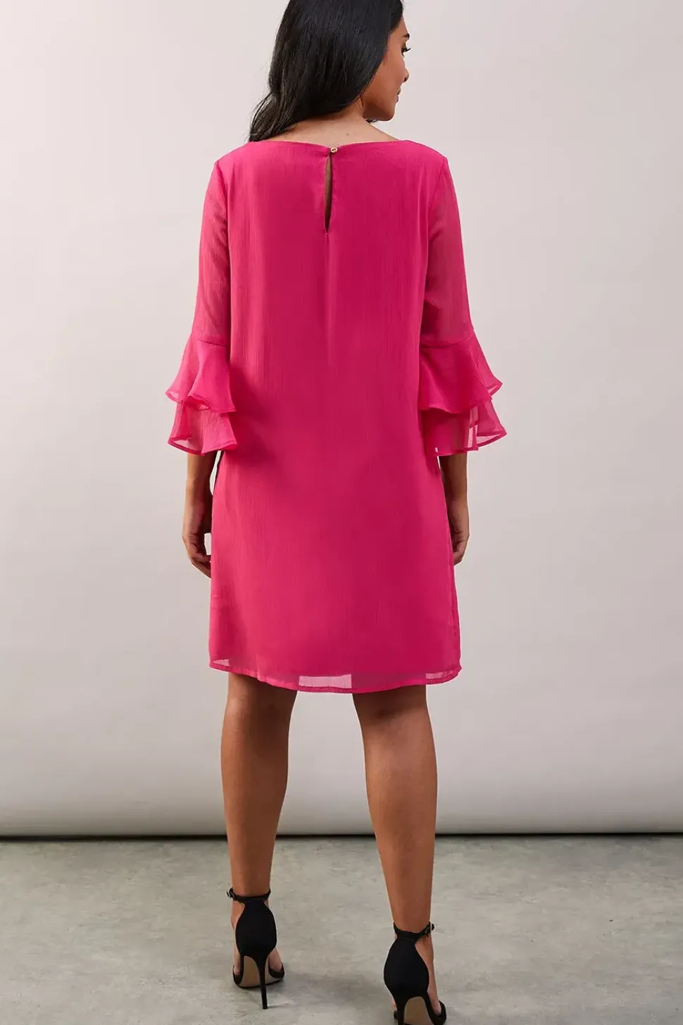 Petite Pink Flute Sleeve Shift Dress