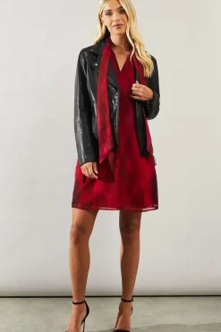 Petite Pink Ombre Tie Neck Shift Dress