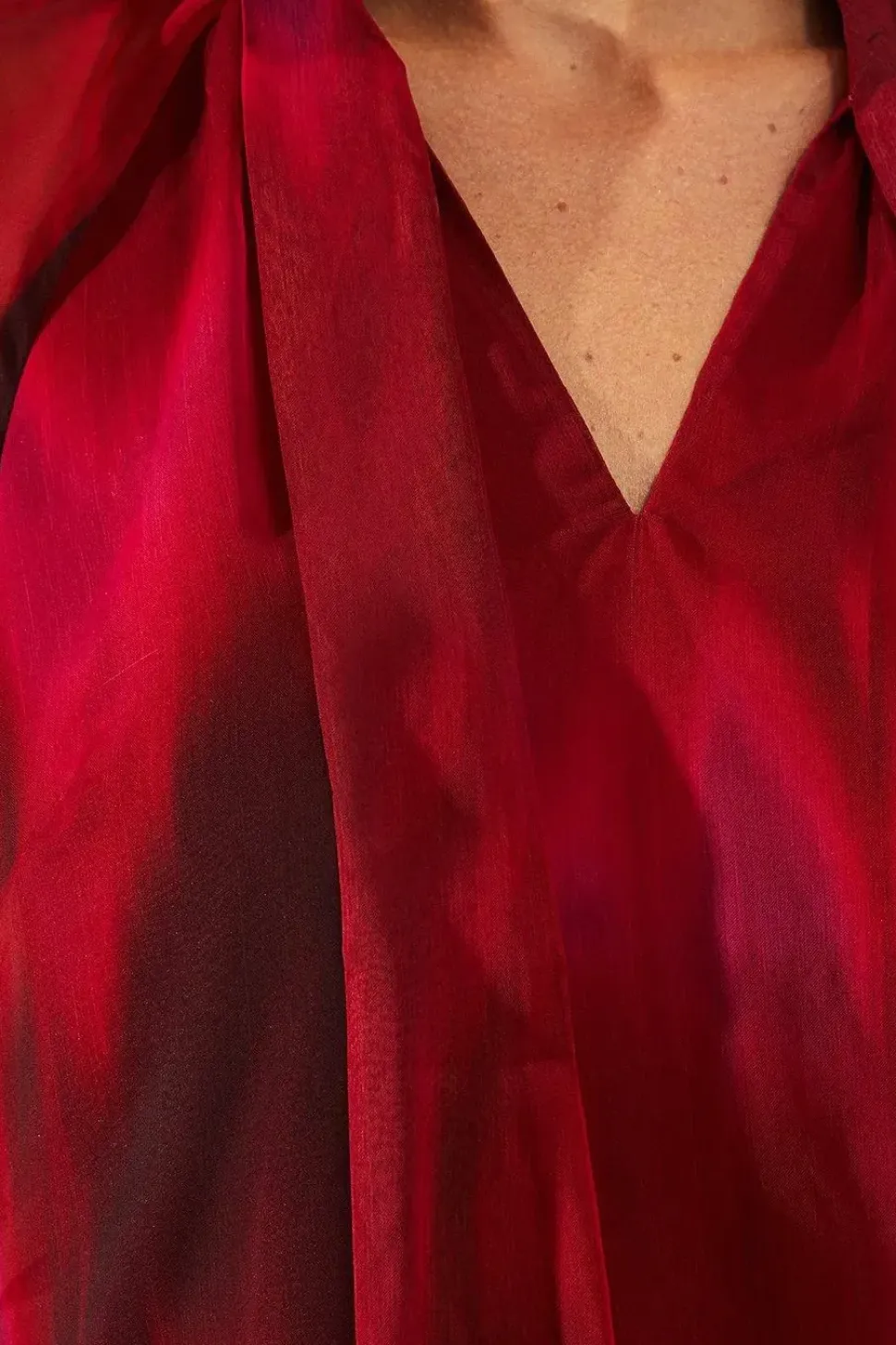 Petite Pink Ombre Tie Neck Shift Dress