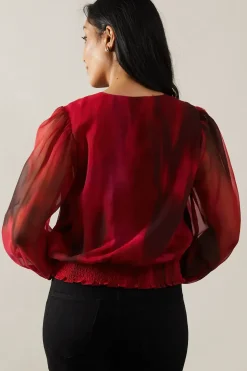 Petite Pink Ombre Wrap Blouse