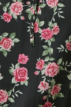 Petite Pink Rose Chiffon Ruffle Sleeve Shirred Hem Blouse