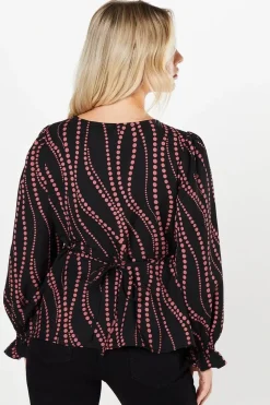 Petite Pink Spot Scoop Neck Button Tea Blouse