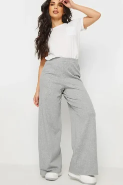 Petite Pinstripe Jersey Wide Leg Trousers