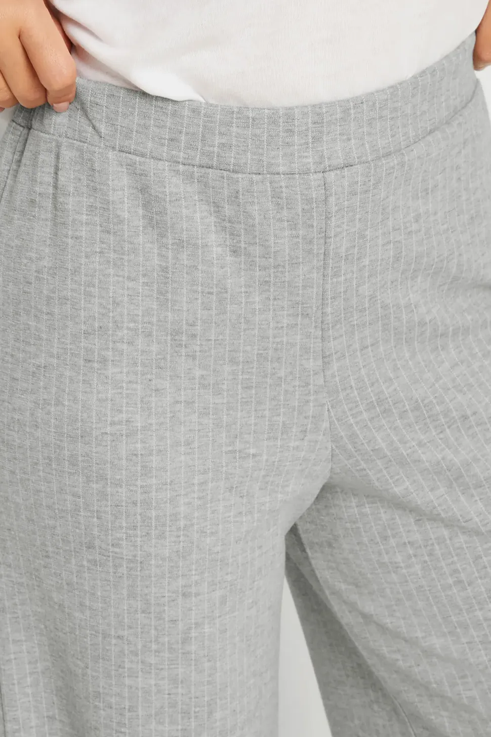 Petite Pinstripe Jersey Wide Leg Trousers